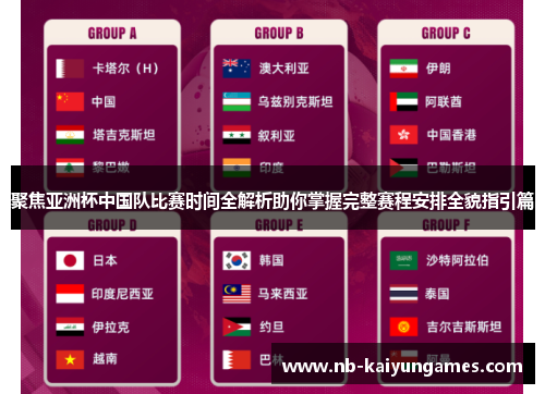 聚焦亚洲杯中国队比赛时间全解析助你掌握完整赛程安排全貌指引篇